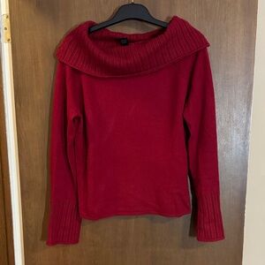 Wine Red Cashmere Blend Cowl Neck SweaterSize Large
